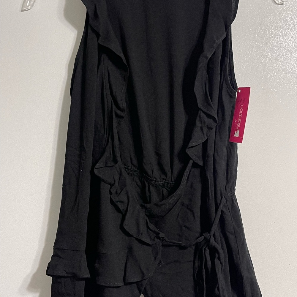 Black Ruffled Wrap Top